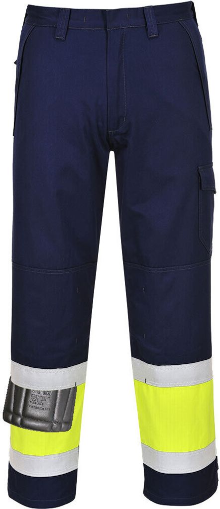 Portwest MV26 Warnschutz MODAFLAME Hose Yellow/Navy Tall Gr. XL
