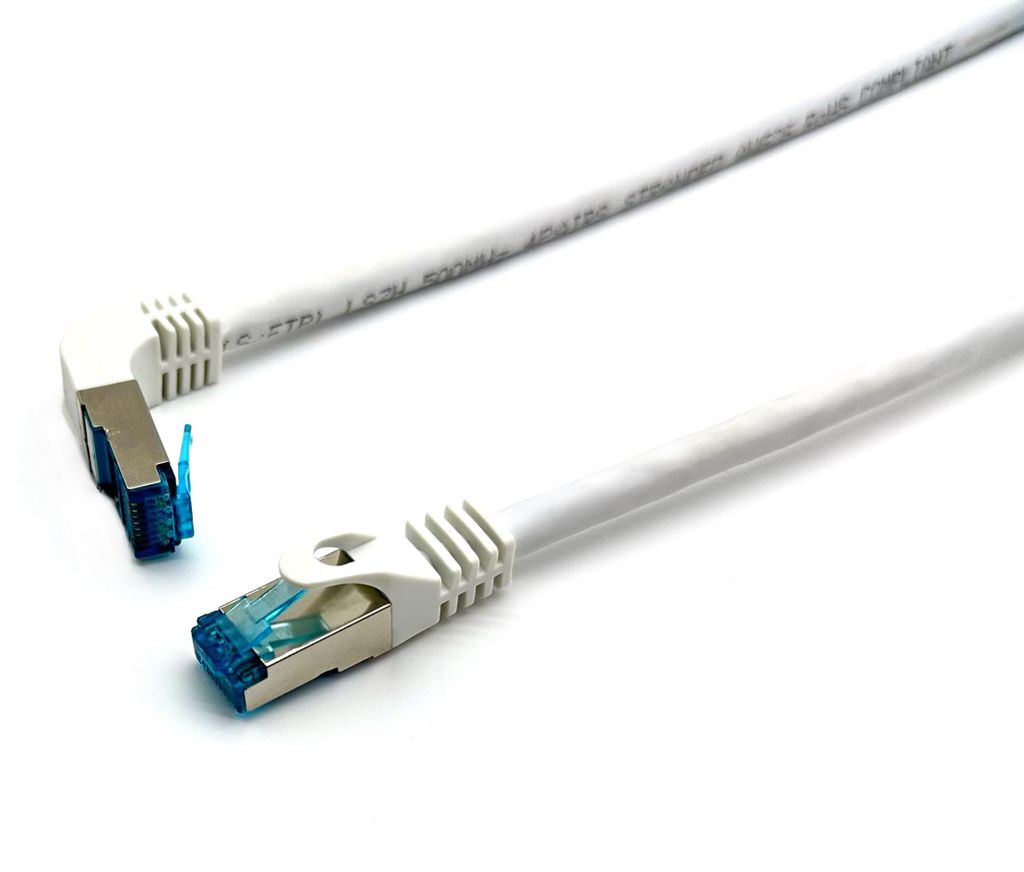 Equip Cat.6A S/FTP Patchkabel, gewinkelter zu geradem Stecker, 5.0 m, Weiß