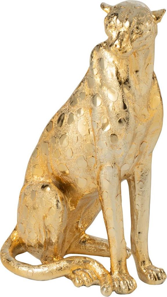 J-Line Leopard Stehend Polyresin Goldfarben Small