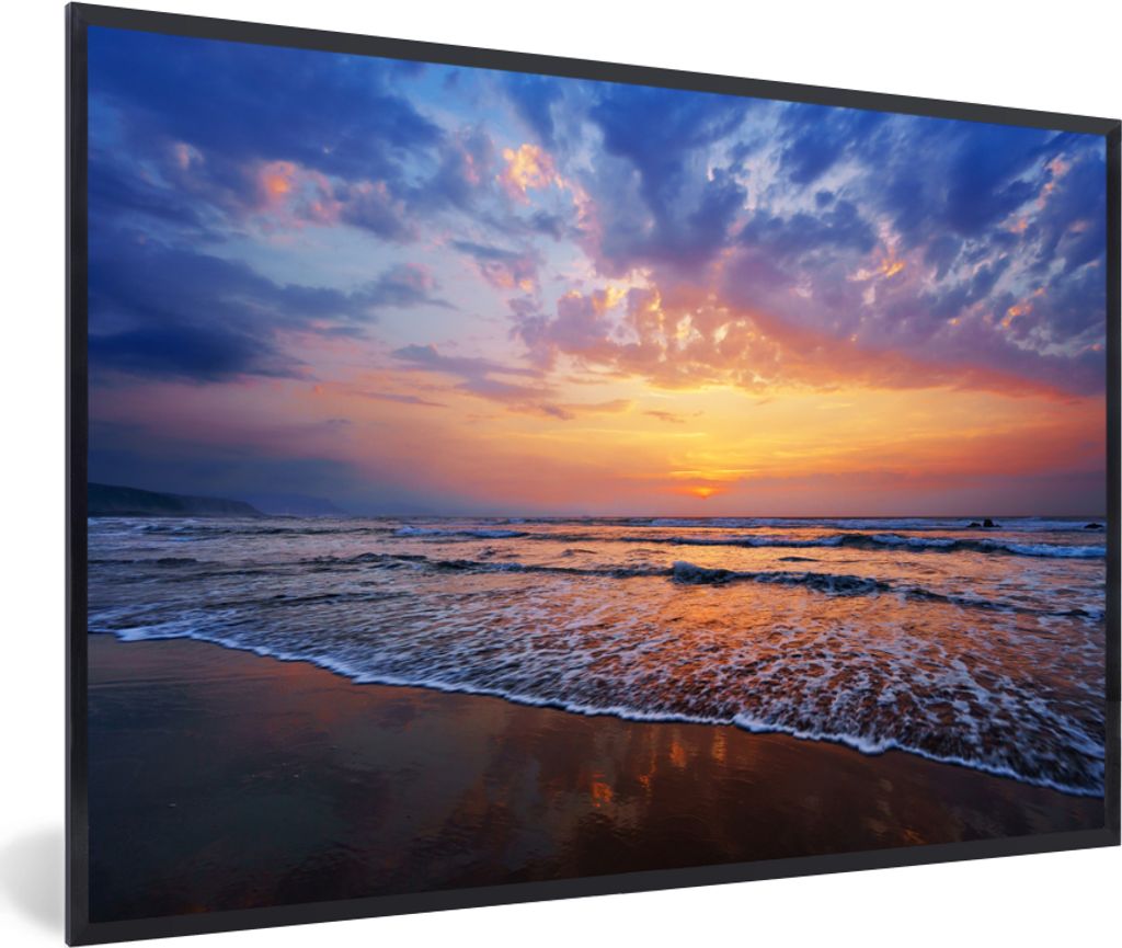MuchoWow MuchoWow Gerahmtes Poster Meer - Sonne - Farben 60x40 cm - Poster mit zchwarzem Bilderrahmen - Printing - Wanddeko Schlafzimmer