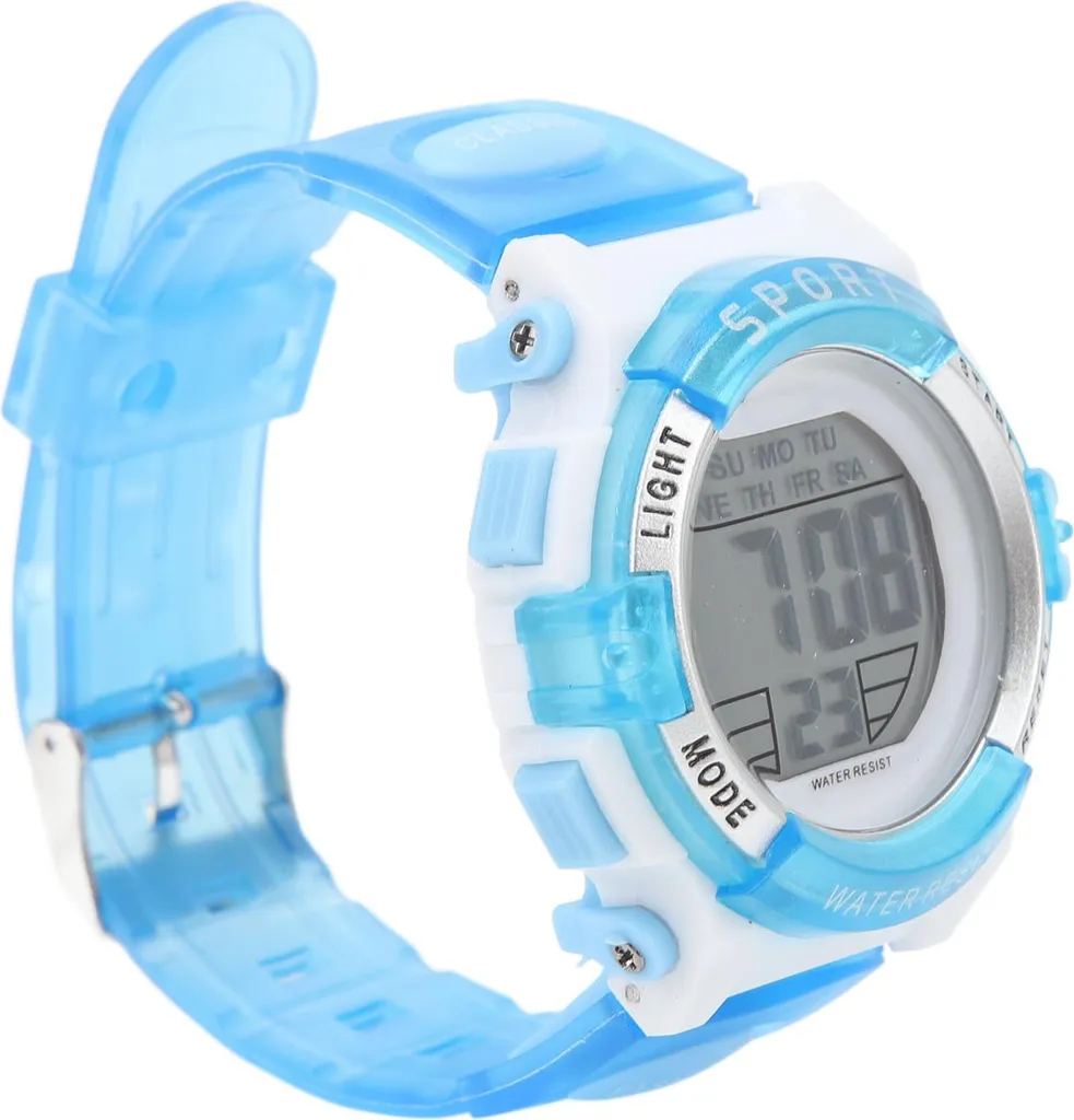 Orologio cronografo digitale per ragazze, studenti, elettrico, impermeabile, cinturino inPoliuretanoper il nuoto, con allarme luminoso notturno colorato, blu