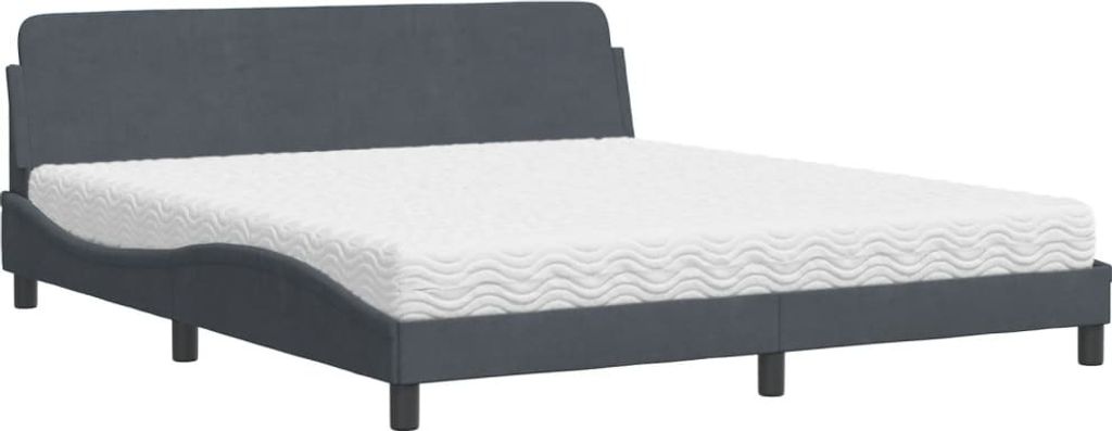 Bett mit Matratze "Dover" Dunkelgrau 180x200 cm Samt