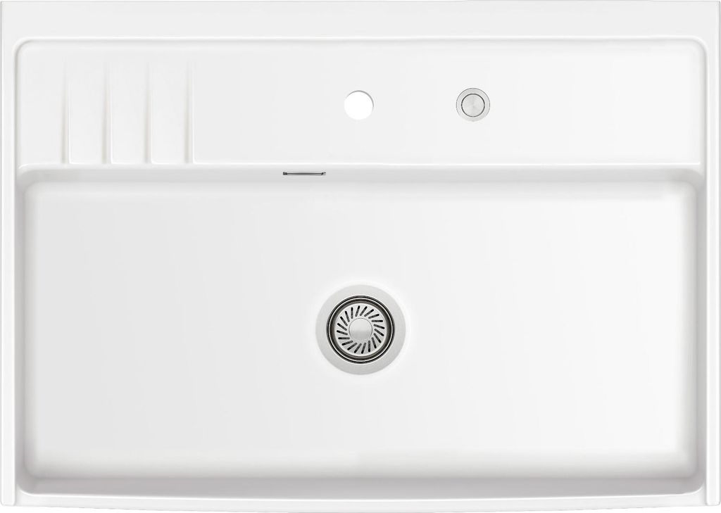 Elementspüle KeraDomo KENTRO 90 in GRÖNLAND mit Excenterbedienung / 600 mm AP-Tiefe / systemceram / Keramikspüle