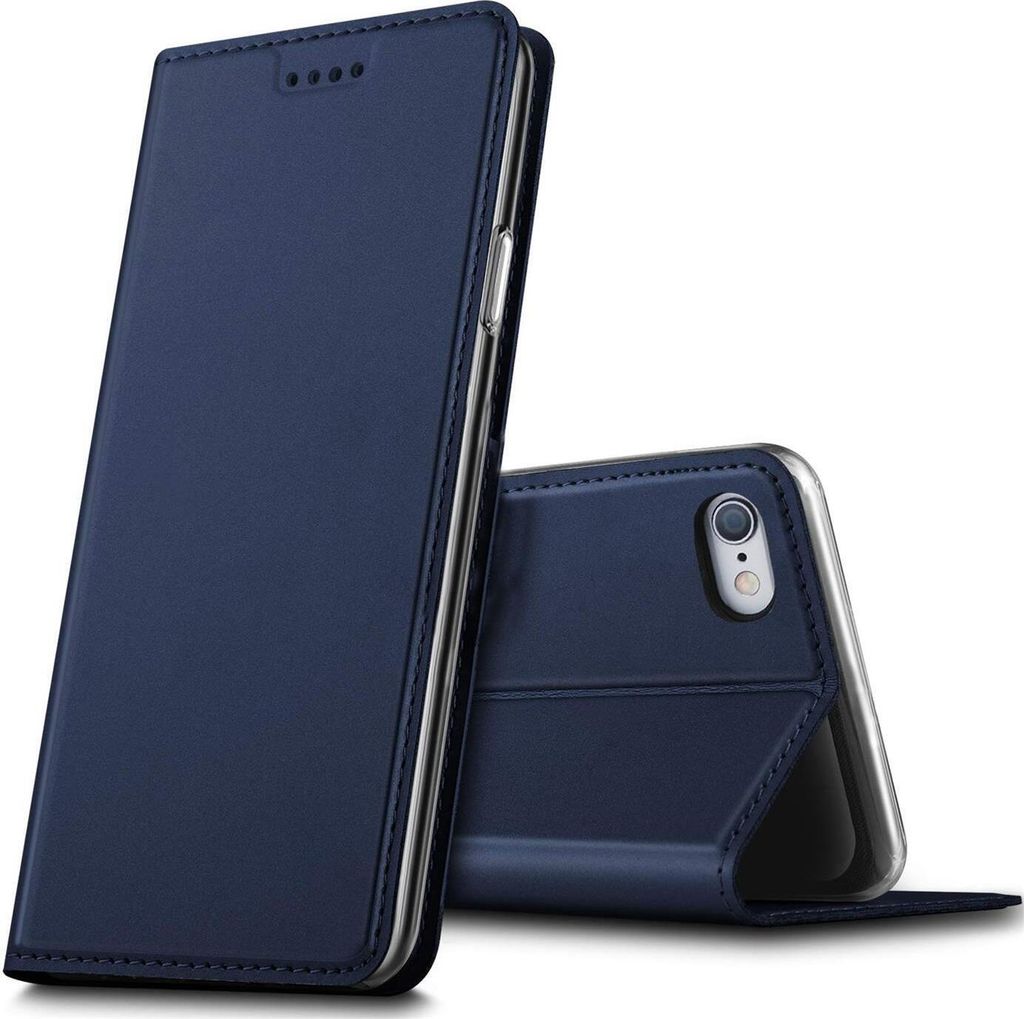 Conie Ultra Slim Klapp Tasche für iPhone 6 / 6s Kartenfach Hülle Rundumschutz in Blau