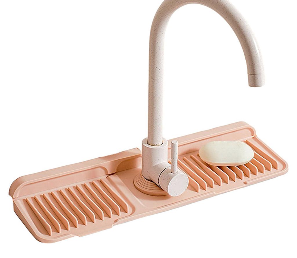Küchenarmatur-Abtropfmatte aus faltbarem Silikon, Spritzschutz für Spülbecken, 6 Grad Gefälle, Abtropfmatte für Badezimmer- und Küchenarbeits...