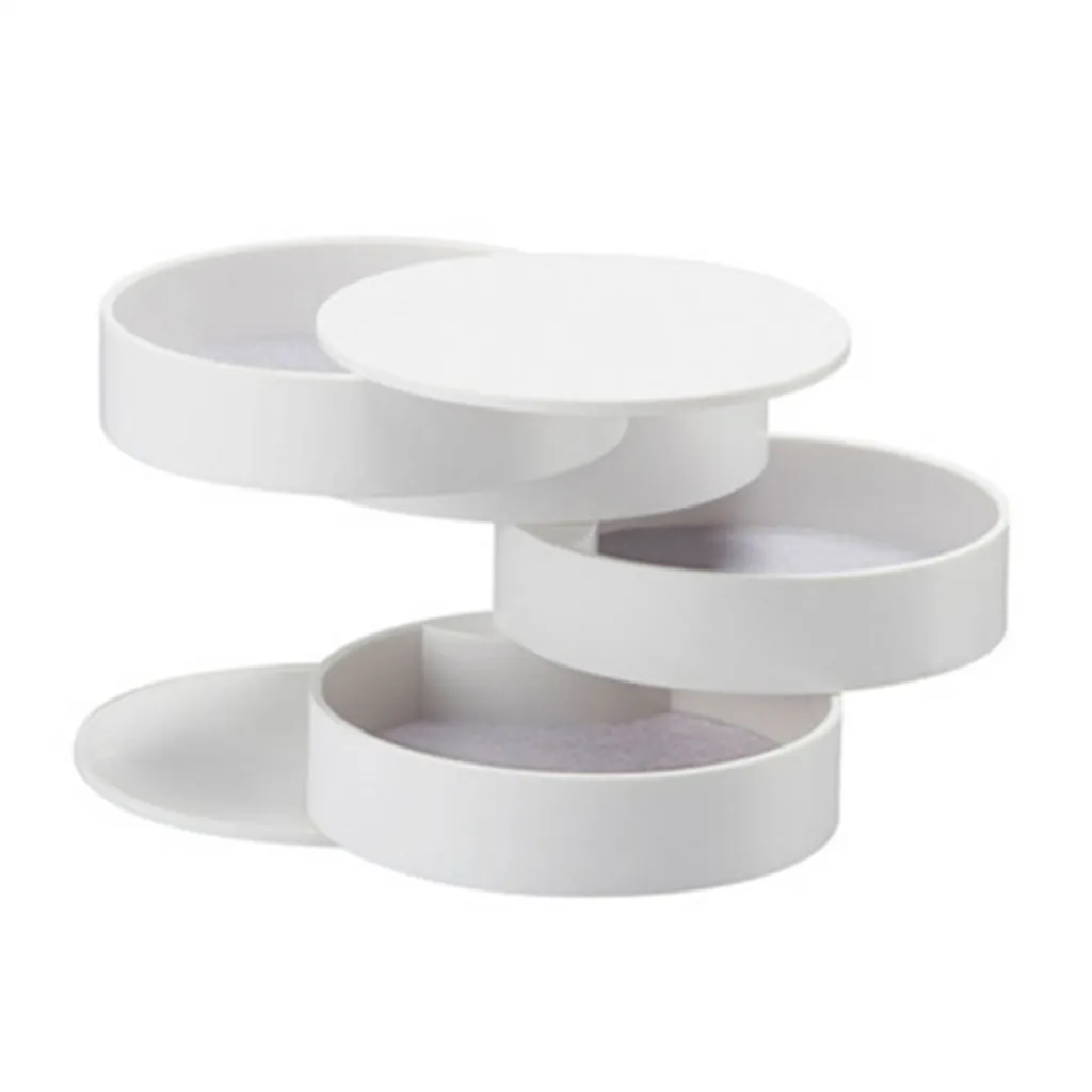Rangement bijoux rotatif pour coiffeuse 4 compartiments blanc moderne - 2