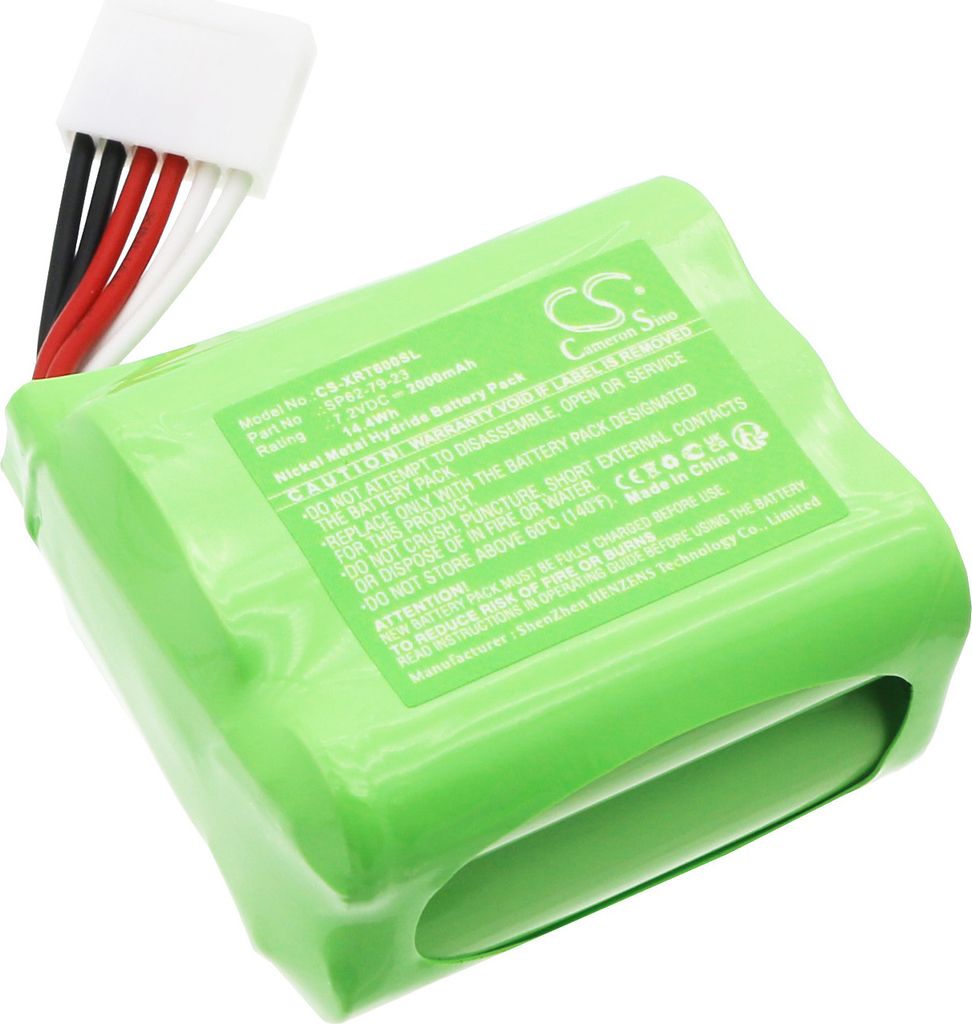 A close-up shot of a green battery pack with a white connector and colored wires.