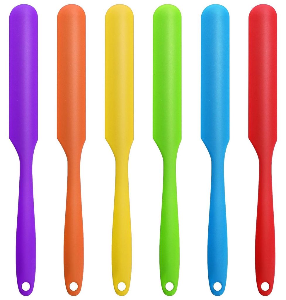 6-teiliges Silikon-Backspatel-Set mit langen, schlanken Griffen; schmale Silikonspatel, Teigschaber, Küchenschaber zum Abschaben von Soßen, Koche...