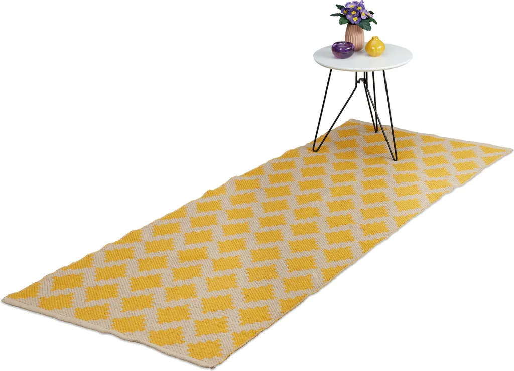 Tapis 80 x 200 cm en Coton Tissé - Grand Tapis Rectangulaire Artisanal