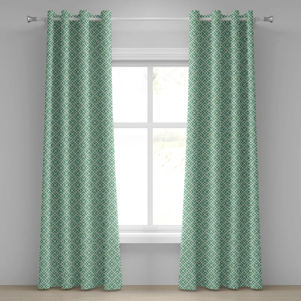 Rideau à œillets menthe 280x175 cm ABAKUHAUS motif vintage abstrait
