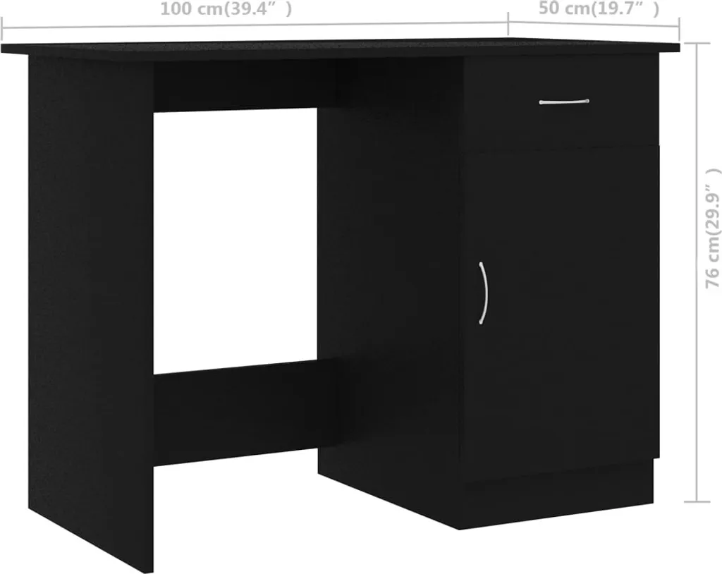 Scrivania Nera 100x50 cm: Postazione Smart Working Moderna e Compatta - 9