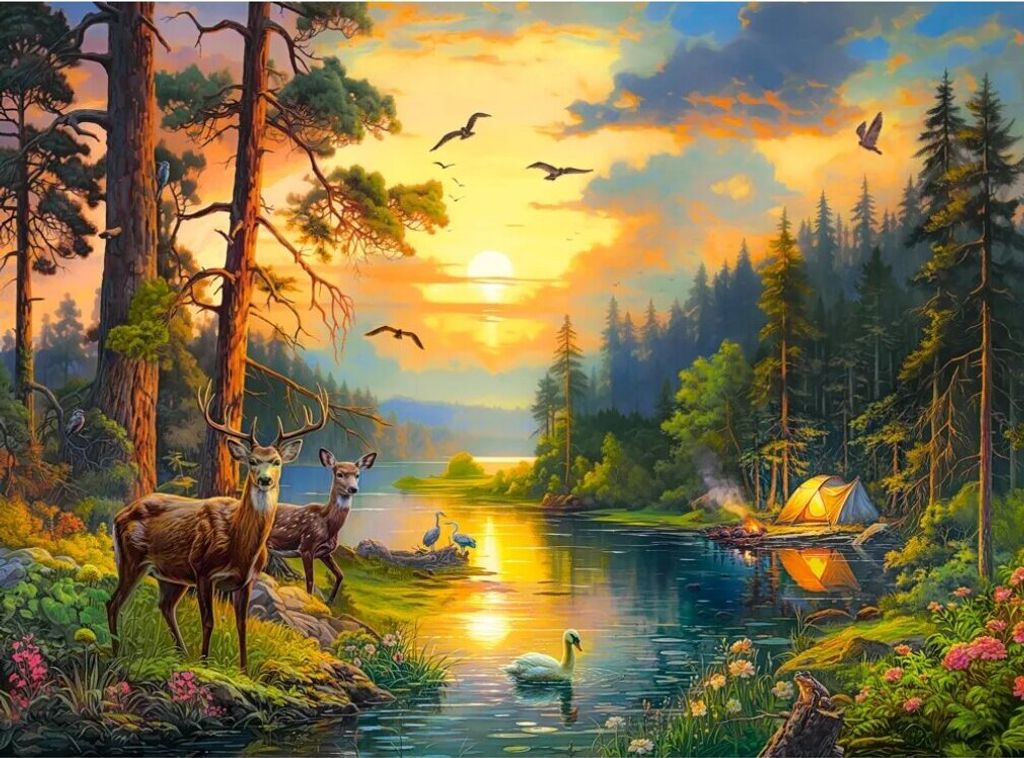 CASTORLAND Puzzle Sonnenuntergang ü ber dem Fluss 3000 Teile