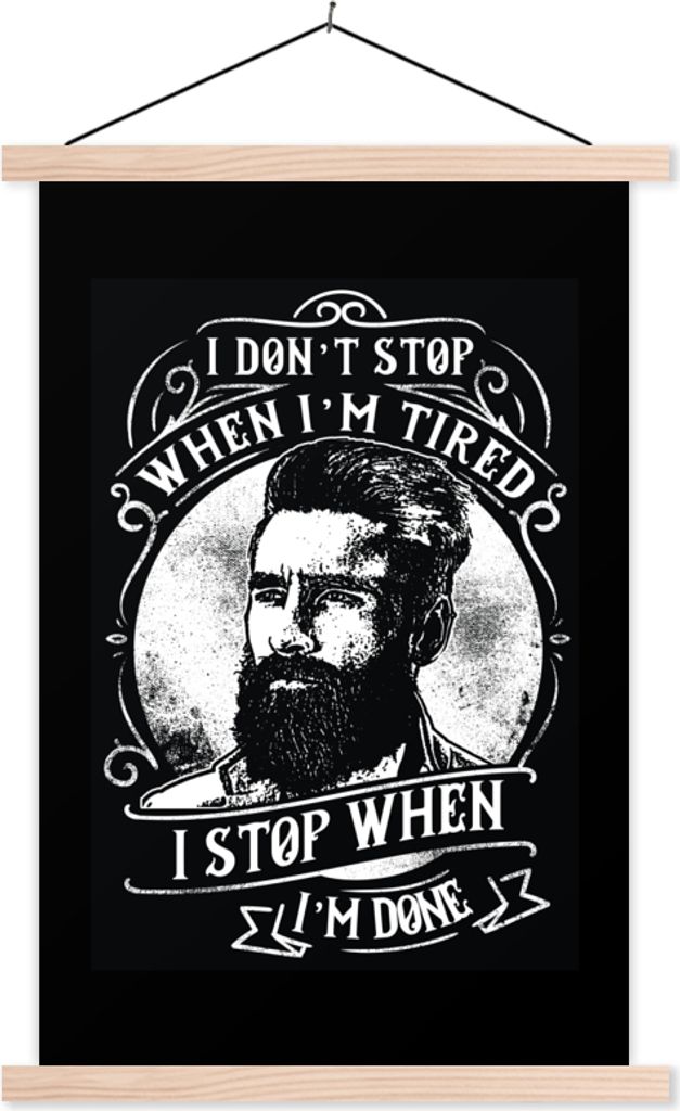 MuchoWow Textilposter Mancave - Männer - Bart - Vintage 60x90 cm mit holzfarbenen Rahmen - Textil