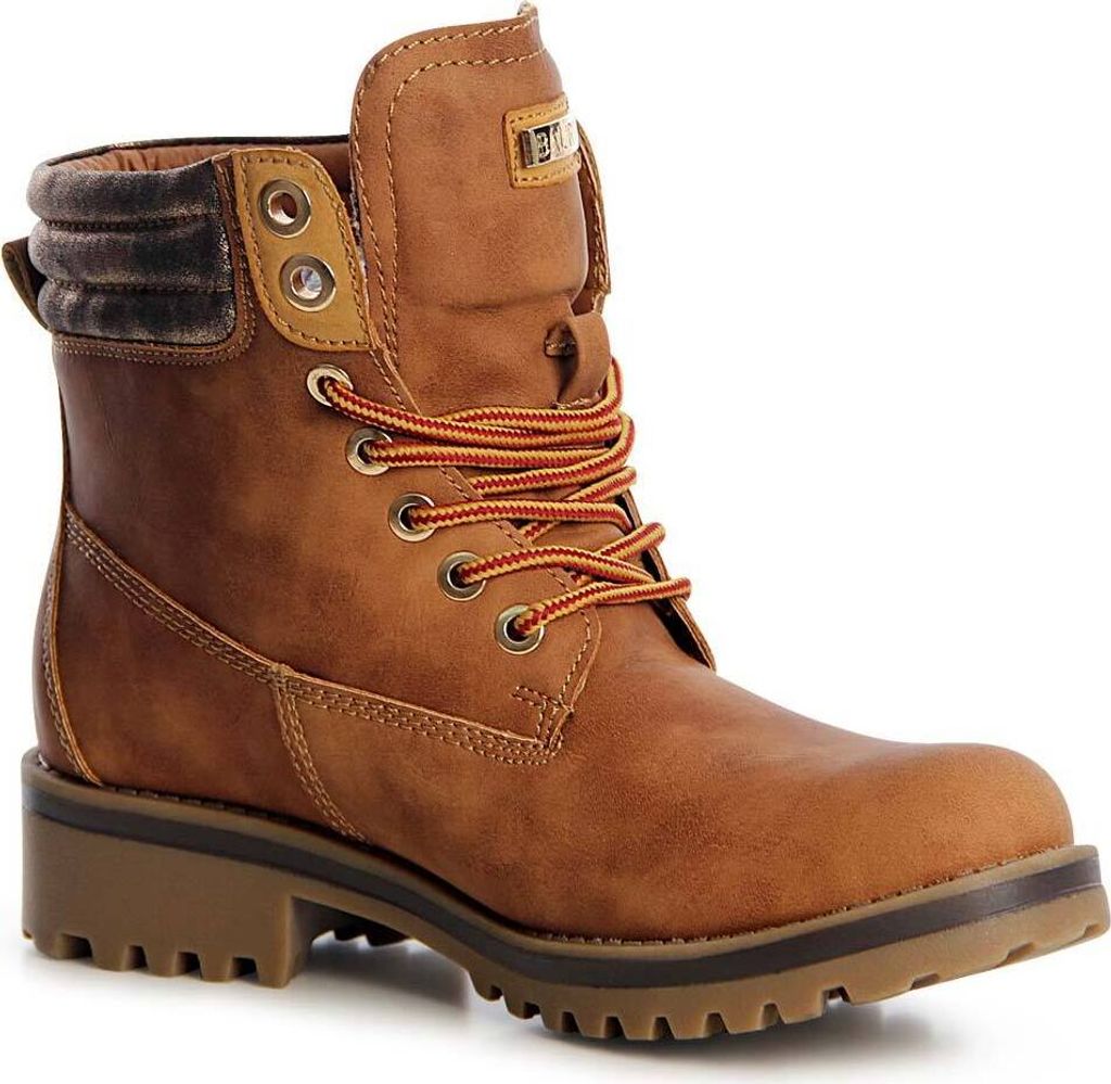 topschuhe24 1288 Damen Plateau Stiefeletten Worker Boots derby, Farbe:Camel, Größe:37 EU