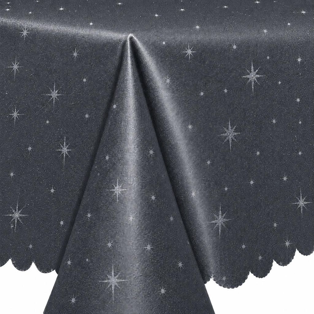 Tischdecke 110x140 cm grau Weihnachten Polyester Sterne Produktbild 