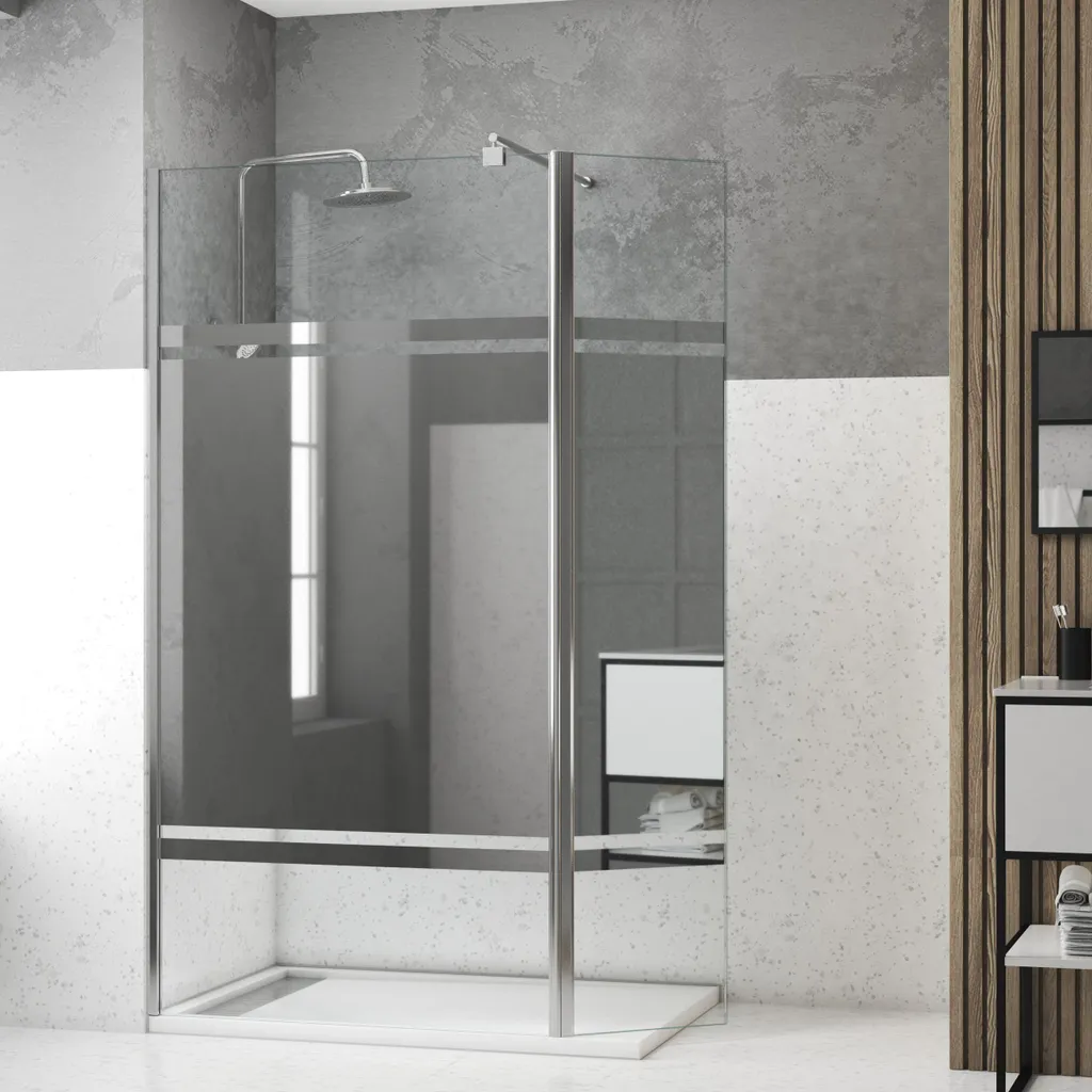 Écran de Douche Italienne 140 cm - Paroi Fixe et Volet Miroir Chic
