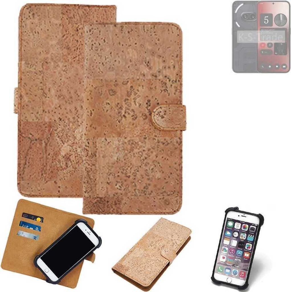 K-S-Trade Hülle kompatibel mit Nothing 2a Kork Handyhülle Cover Schutzhülle TPU Case Bumper in Hellbraun, (1x)