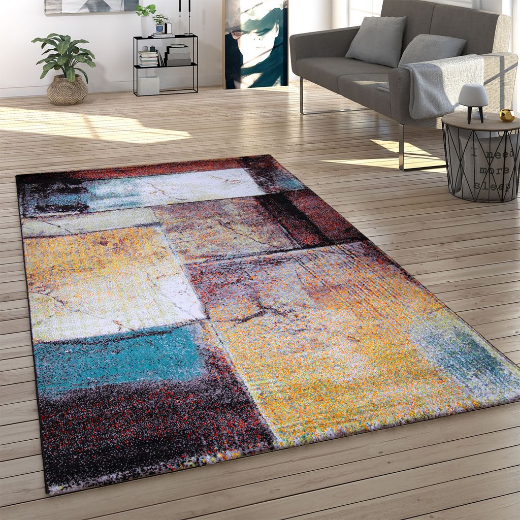 Teppich Wohnzimmer Kurzflor Vintage Geometrisches Muster Abstrakter Stil Modern Grösse 60x100 cm