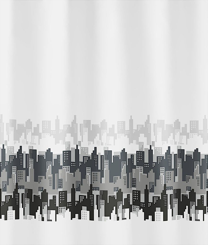 Kleine Wolke Duschvorhang City 180x200 cm schwarz weiß 100% Produktbild 