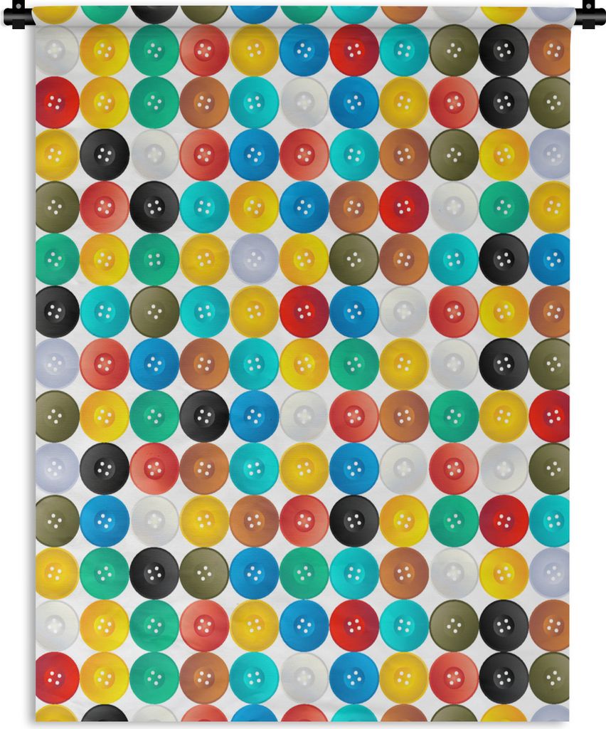 MuchoWow Wandteppich Wandbehang Knöpfe - Regenbogen - Kleidung - Design 60x80 cm Tapisserie Dekoration Wandtuch - Decke - Wandtücher - Wohne