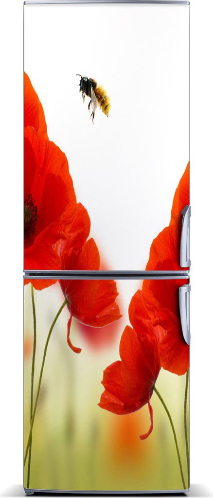 Tulup Kühlschrankdekoration - Magnetmatte - 70 cm x 190 cm - Magnet auf dem Kühlschrank - Wildblumen Mohn