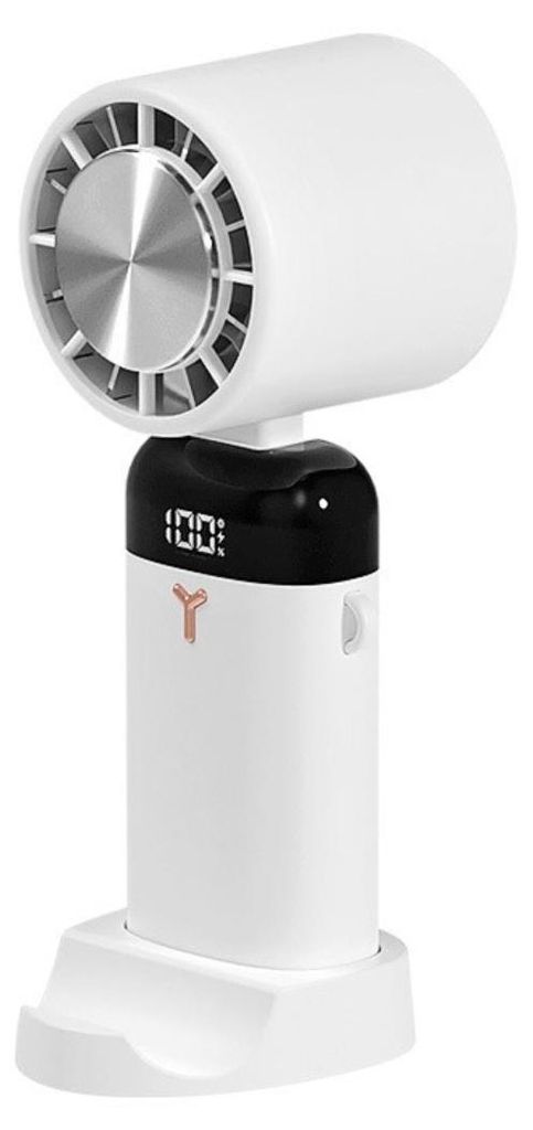 INF Handlicher Halbleiter-Kühlventilator 3600mAh, Faltbar, LCD, 3 Stufen Weiß