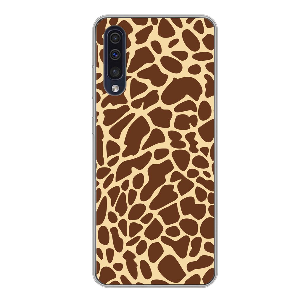 MuchoWow Handyhülle Schutzhülle Hülle für Samsung Galaxy A50 Tiermotiv - Giraffe - Braun Silikon Softcase Handy Hülle - Mobiltelefonhülle