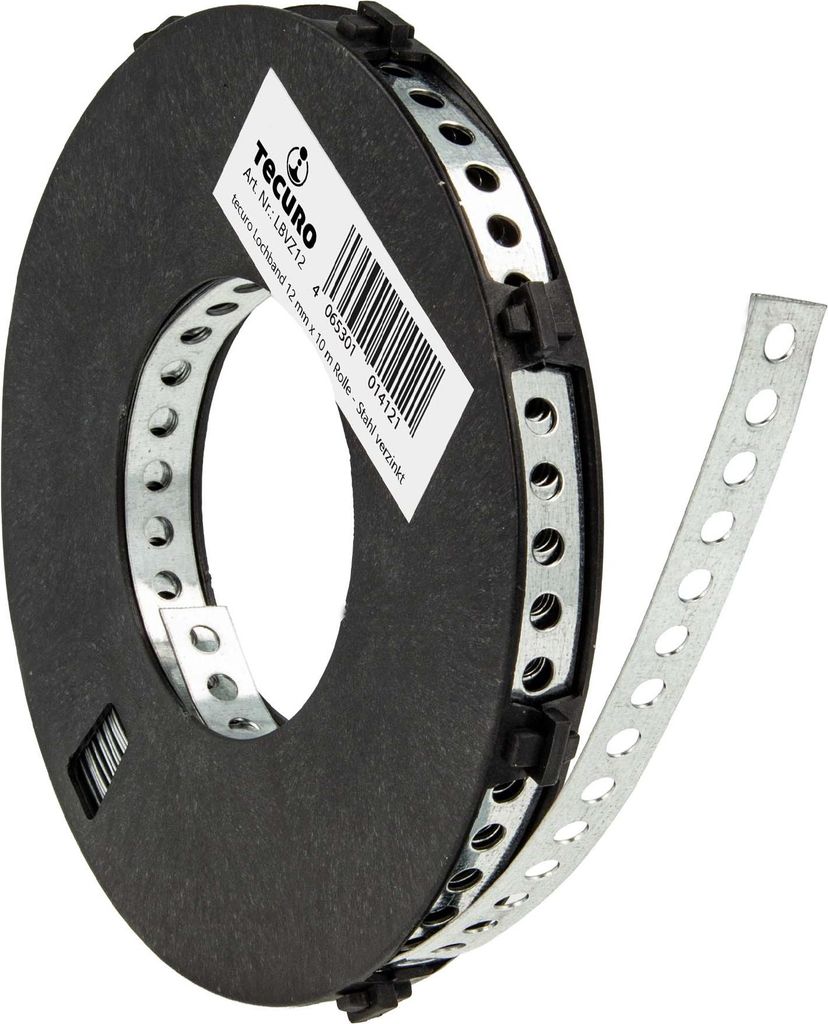 tecuro Lochband Montageband 12 mm x 10 m Rolle - Stahl Produktbild 