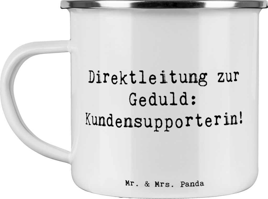 Mr. & Mrs. Panda Pott Spruch Kundensupporterin Geduld - Weiß - Geschenk, Direktleitung, Beruf, Hilfsbereitschaft, Emaille Tasse, personalisierte G...