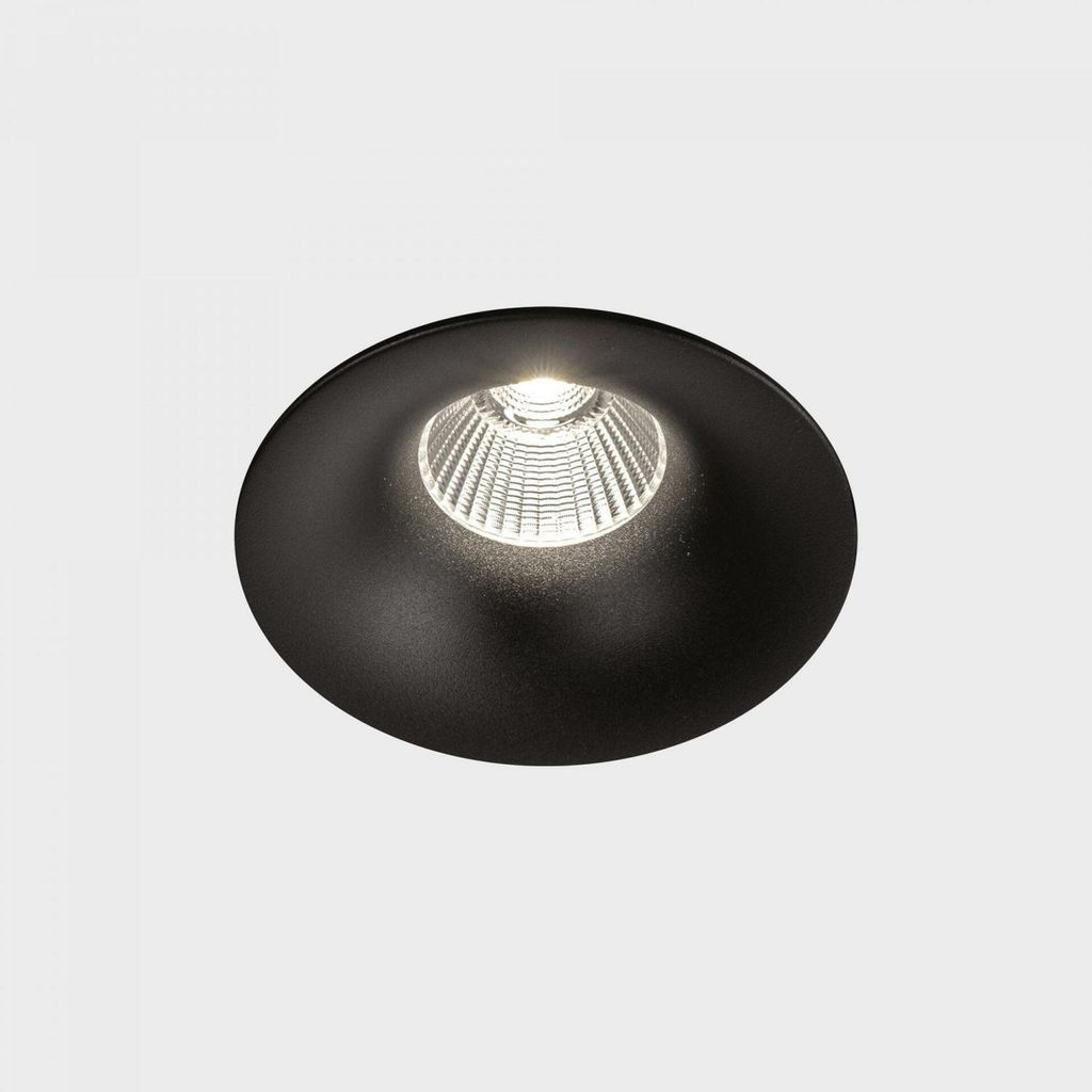 KOHL LIGHTING LUXO IP65 Einbauleuchte mit Rahmendurchmesser 85 mm, schwarz, 38° Abstrahlwinkel, 12 W, CRI 90, 3000 K, Druckknopf