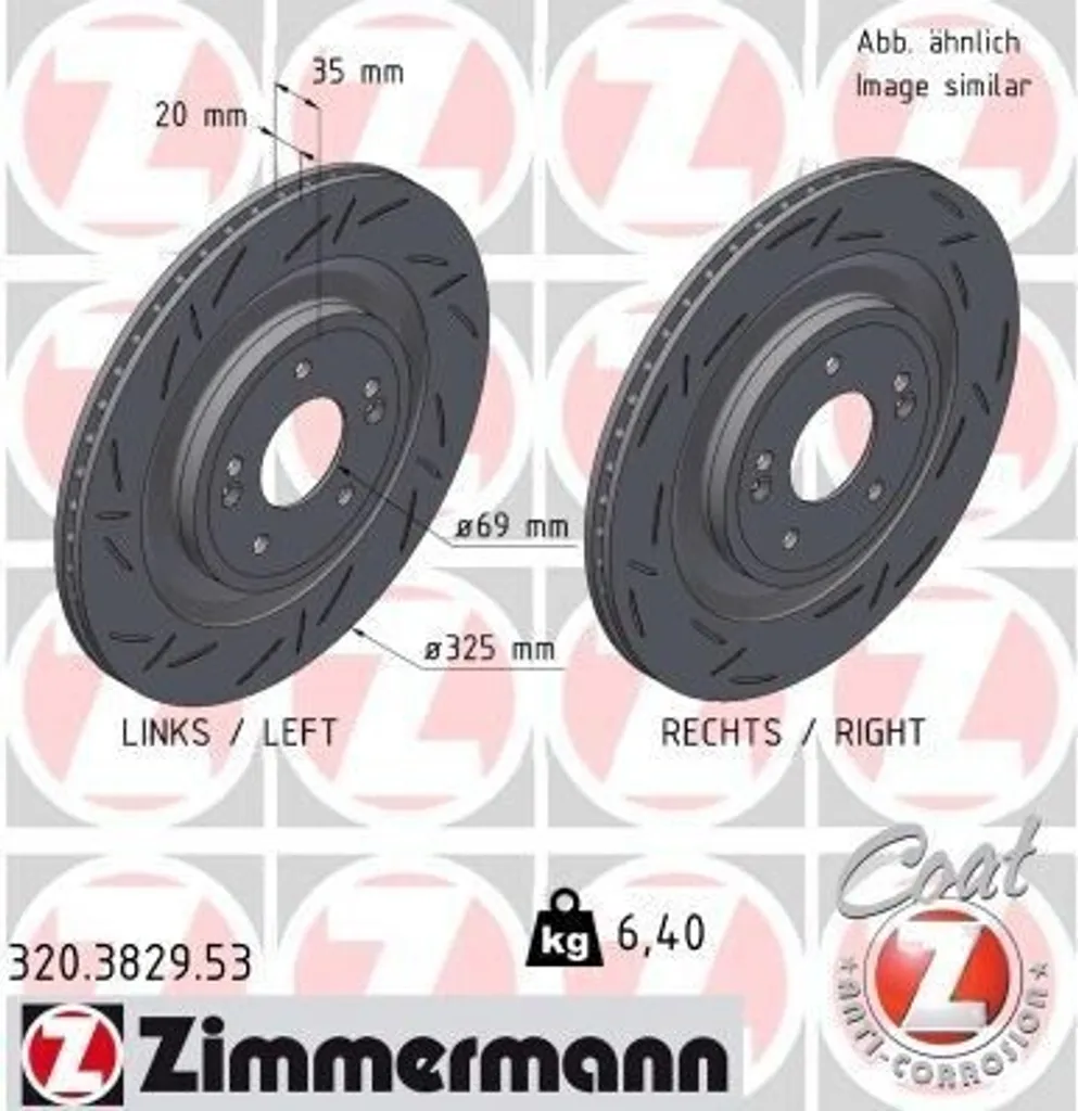Disque de Frein Zimmermann 35mm 6.4kg pour KIA SORENTO IV 320.3829.53