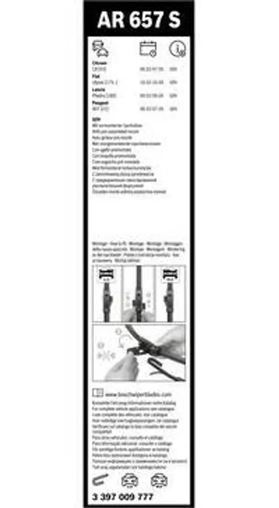 Balai d'essuie-glace Bosch Aerotwin pour Citroën C8 et Peugeot 807