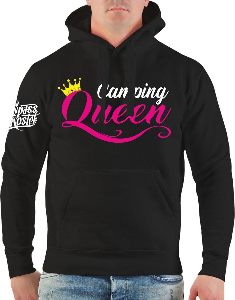 Herren Kapuzenpullover Camping Queen