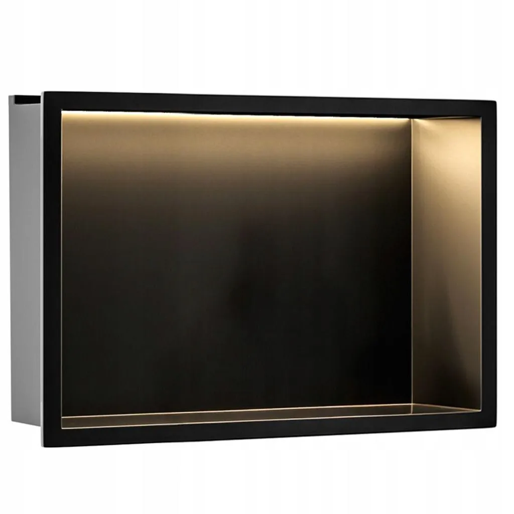 Niche murale de salle de bains avec LED Noir mat encastrable 45x30 cm