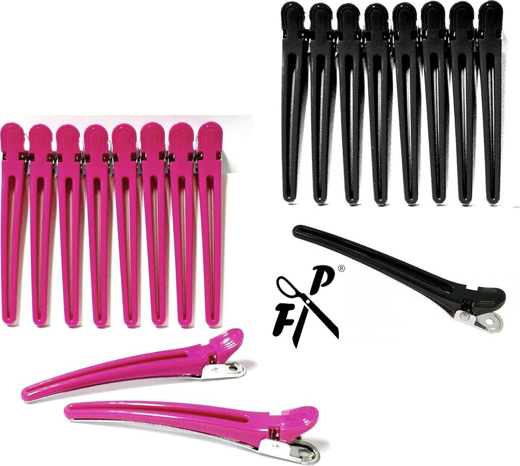 Multipack - FP Haarschneideklammern - Kombi-Clips (schwarz + pink)