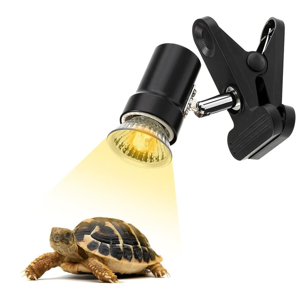 Reptilien-Wärmelampe, drehbares Schildkröten-Heizlicht mit 50 W UVA-UVB-Wärmelampe, simuliertes Sonnenlicht, Sonnenstrahler mit Klemme für Rept...