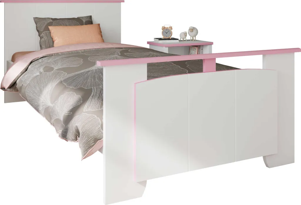 Lit enfant rose et blanc Biotiful 90x190 cm - Structure robuste et chic - 9