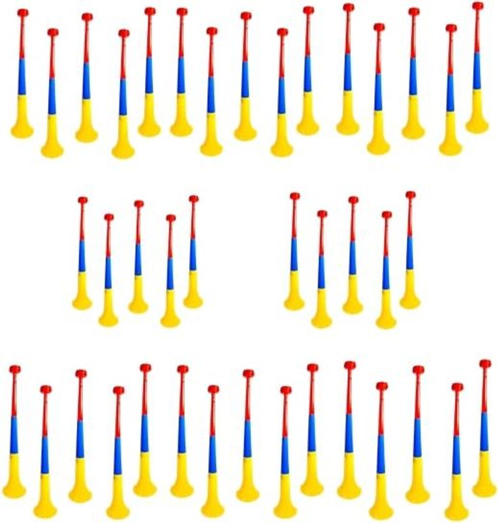 Set mit 40 dreifarbigen Vuvuzelas - Stadionhupen, Partys, Events