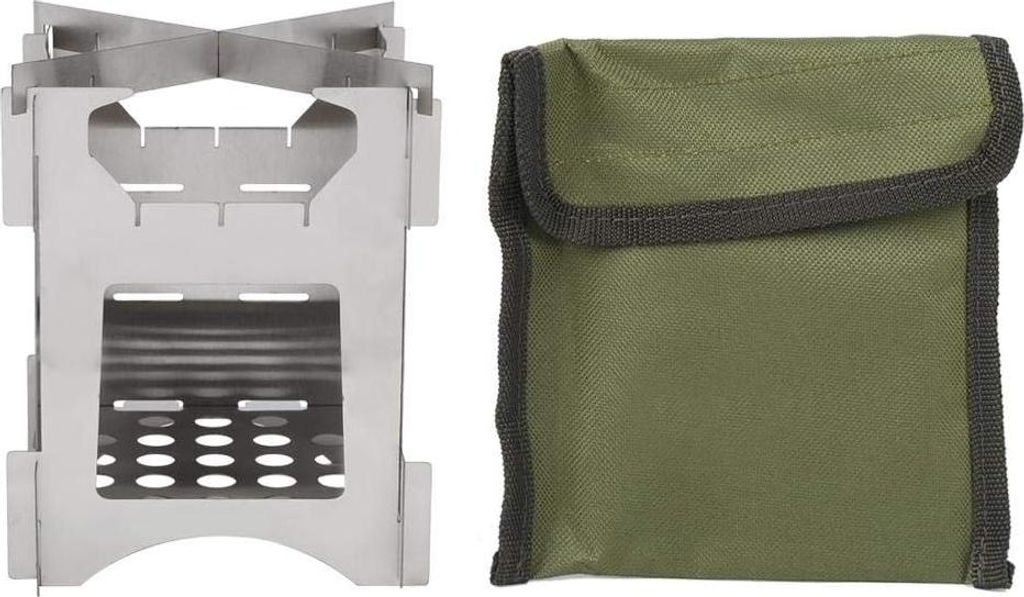 Camping Holzofen, tragbarer Edelstahl Holzofen Klappbar BBQ Minikocher für Wander Picknick