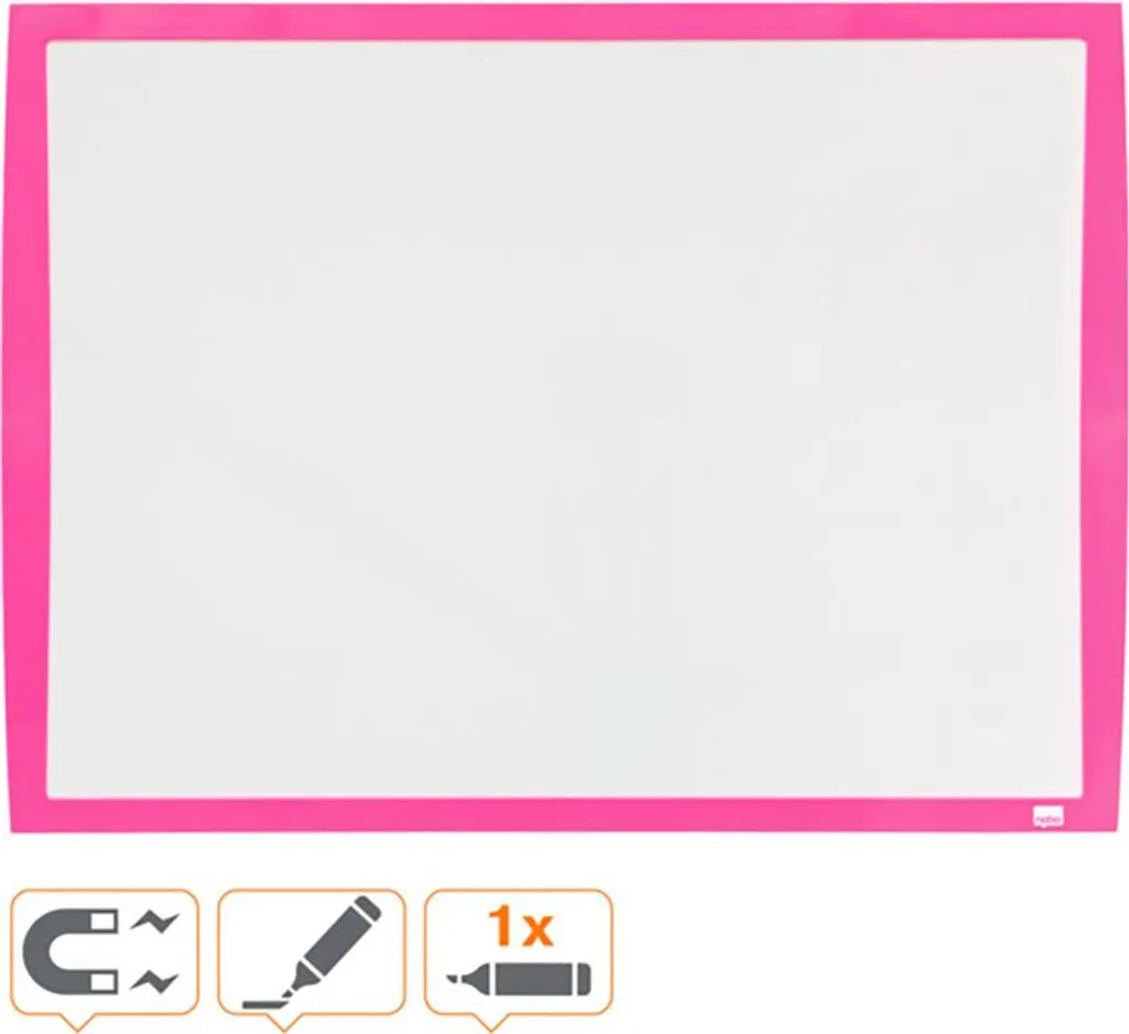 Rexel JOY Tableau blanc rose 585x430mm - Tableau magnétique effaçable - 5