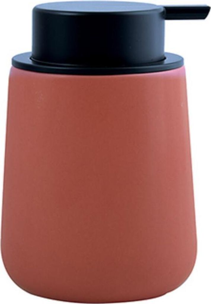 MSV Badezimmer Set, 3-teiliges Badzubehör aus Keramik Maonie Seifenspender, Badablage, und Zahnputzbecher – matt Terracotta Rot