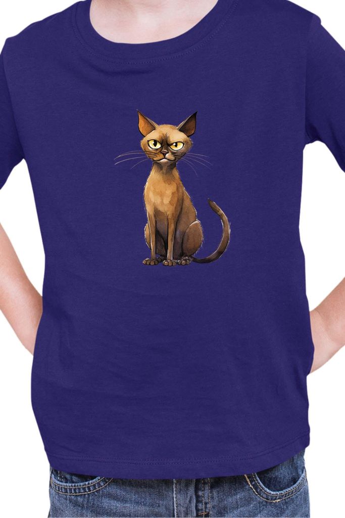 Kinder T-Shirt Funny Cats Breeds Burmese Cat 019, 12-13 Jahr - 152 / Dunkelblau