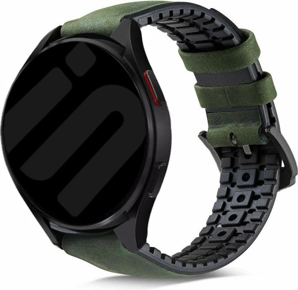 Strap-it Samsung Galaxy Watch 6 Classic 47mm siliconen/Leder Armband (Grün)