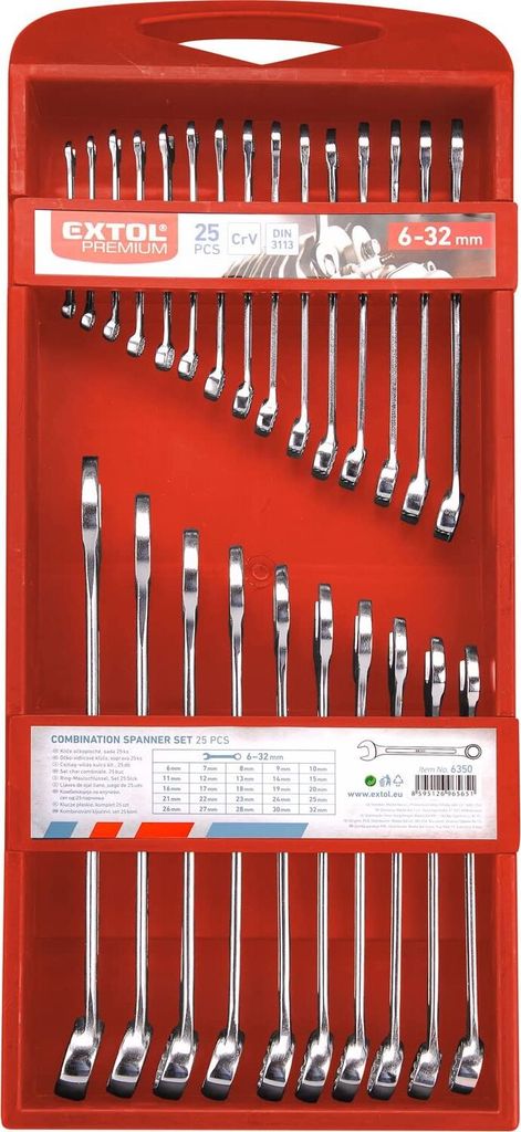 EXTOL PREMIUM Ringschlüssel flach, Set 25 Stck, 6-32mm