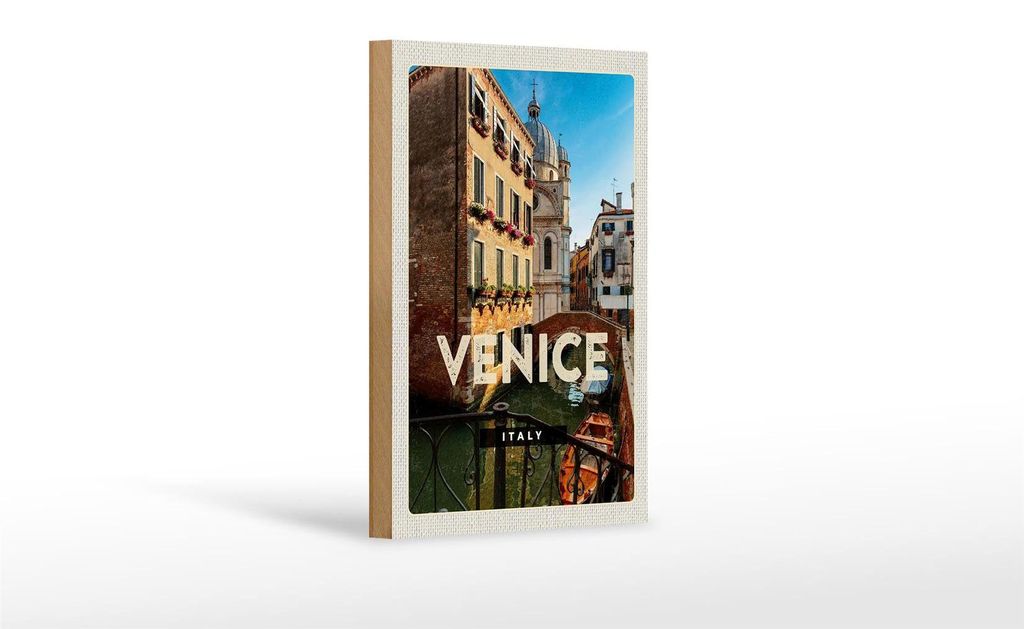Holzschild Reise 12x18 cm Venice Iraly Architektur Geschenk