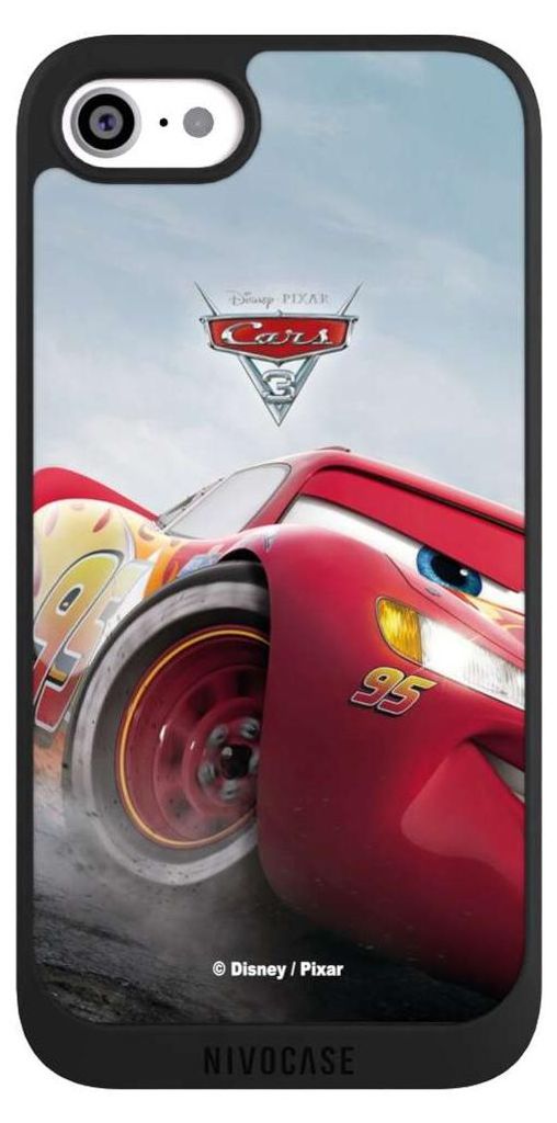NIVOCASE Handyhülle für Apple iPhone SE (2022) Hülle NIVOpure Case Schwarz Cars Lightning Mcqueen 95 Offizielles Lizenzprodukt