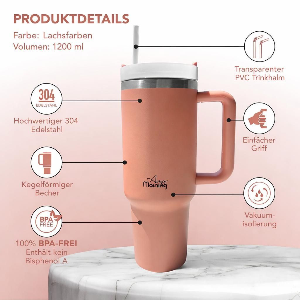 Any Morning Thermobecher 1200 ml (40,58 oz) Rosa – Produktbild 