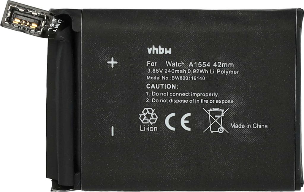 vhbw Akku Ersatz für Apple A1579 für Smartwatch Uhr Fitnessarmband (240 mAh, 3,85 V, Li-Polymer) + Werkzeug-Set