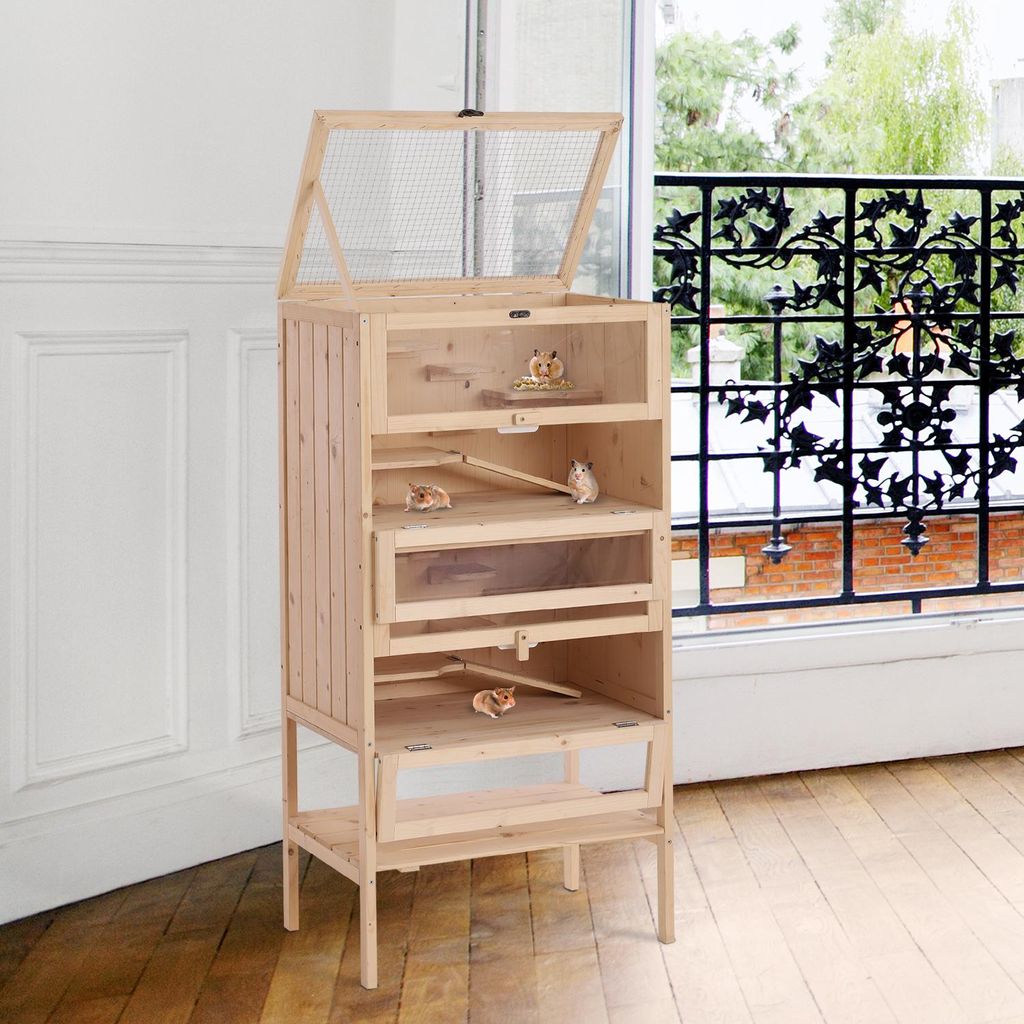 Sweiko Hamsterkäfig aus Holz 5 Etagen Nagarium Nagerkäfig Produktbild 