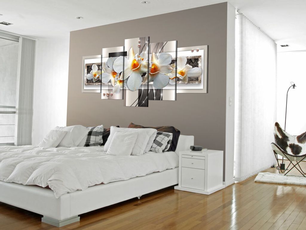 Akustikbild Blumen Orchidee 200x100 cm Bilder Akustikschaum Hochleistungsschallabsorber Schallschutz Leinwand 5 tlg Wandbild Raumakustik Schalldäm...